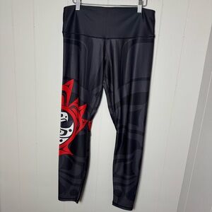 NOMINOU Women's Fashion LEGGINGS Black/Red/White Size LARGE